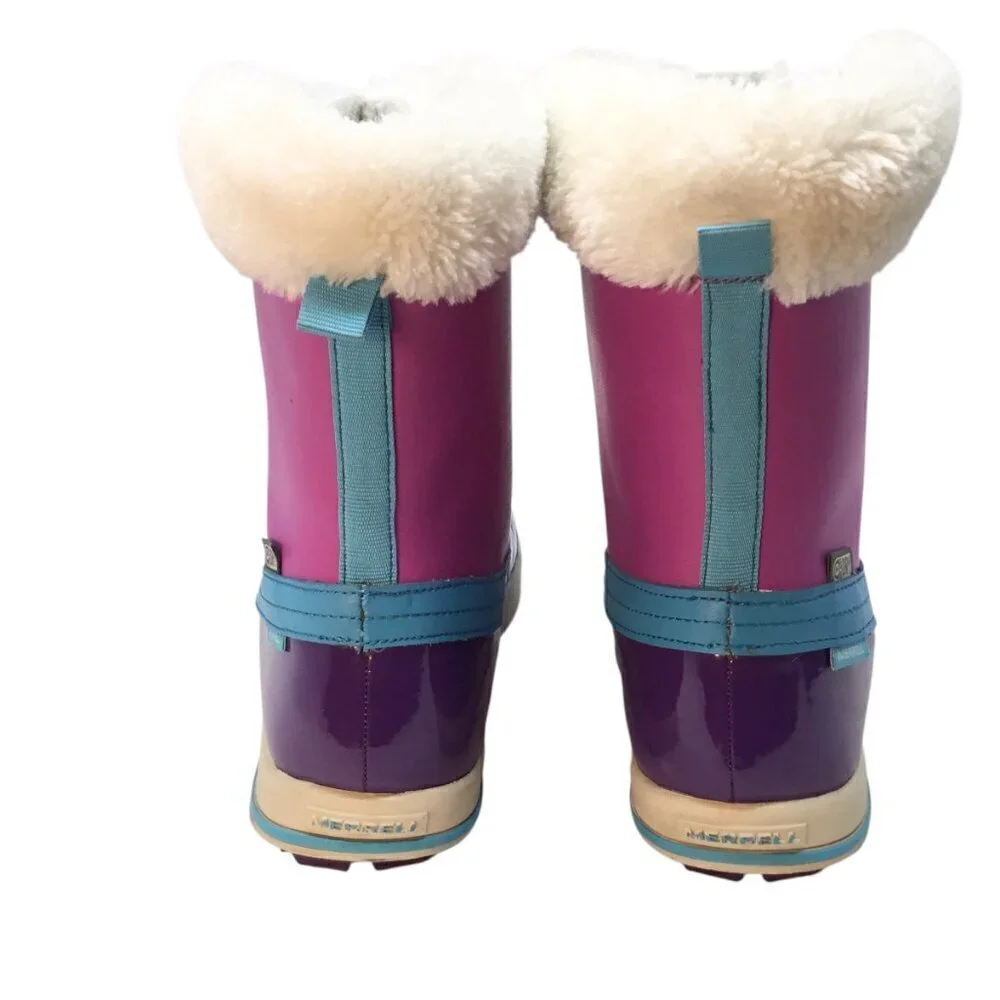 Merrell Spruzzi Boots Waterproof Winter Kids Girls Snow 6M Purple Blue Furry